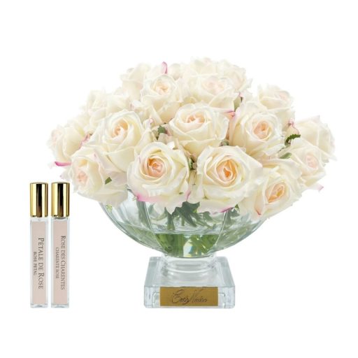 Cote Noire Luxury Centrepiece 37 Rose Bud Bouquet - Pink Blush & Gold Badge