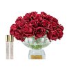 Cote Noire Luxury Centrepiece 37 Rose Bud Bouquet - Red & Gold Badge