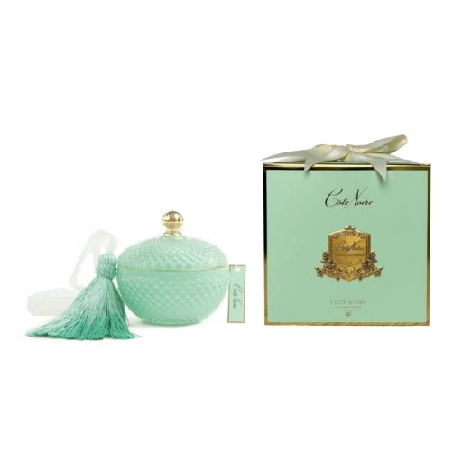 Cote Noire Round Art Deco Candle - Tiffany Blue & Gold - Persian Lime