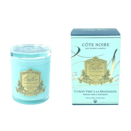 Limited Edition Candle - Jade Blue Vessel 450g Candle In Persian Lime With Crystal Glass Lid